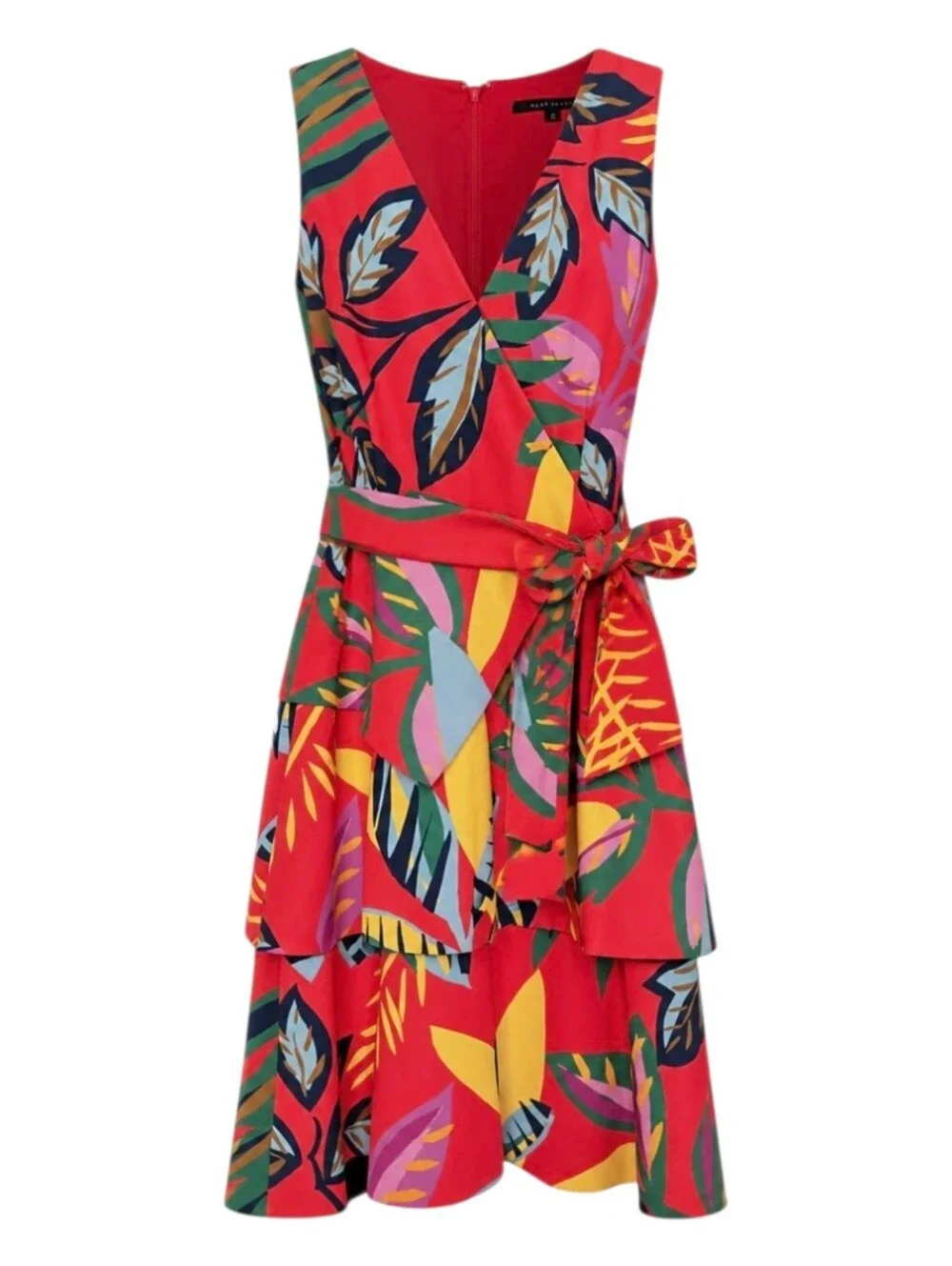 Alex Marie Womens Tropical Floral Print Belted Tiered Vacation Travel Dress 2